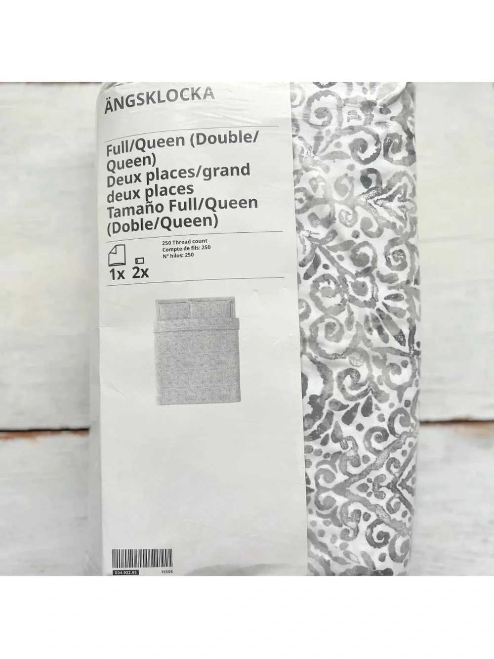 IKEA Black and White Floral Duvet Cover with Blush Accents